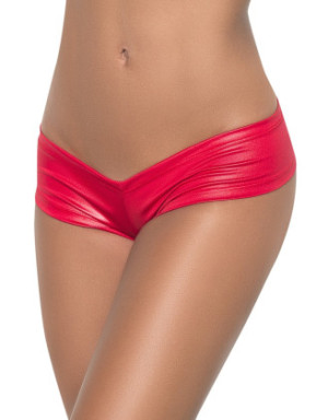Tanga rouge wetlook froncé sur les fesses