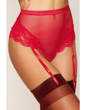 String rouge taille haute avec porte jarretelles intégrés détachables