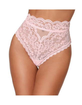 String dentelle taille haute rose