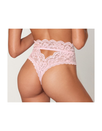 String dentelle taille haute rose