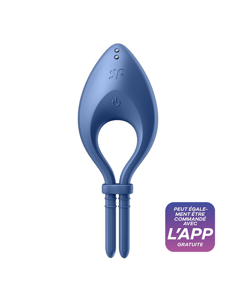 Cockring vibrant connecté USB bleu Bullseye Satisfyer