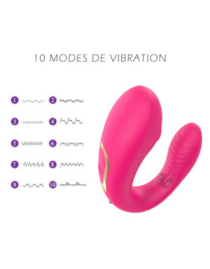 Vibromasseur de couple rose, USB avec 2 moteurs pour stimulation Point G et clitoridienne avec télécommande