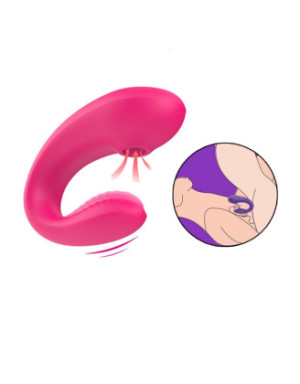 Vibromasseur de couple rose, USB avec 2 moteurs pour stimulation Point G et clitoridienne avec télécommande