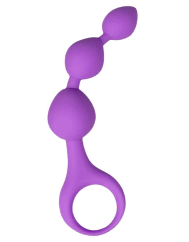 Chapelet anal 3 boules violet silicone 15 cm Pocket Pleasure + 1 dosette lubrifiant