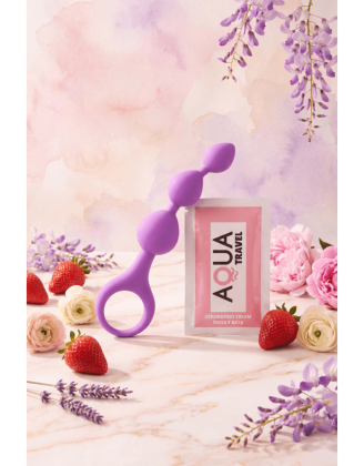 Chapelet anal 3 boules violet silicone 15 cm Pocket Pleasure + 1 dosette lubrifiant