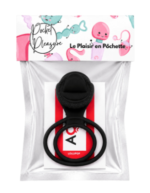 Anneau vibrant 1 seul mode de vibration très extensible noir Pocket Pleasure + 1 dosette de lubrifiant