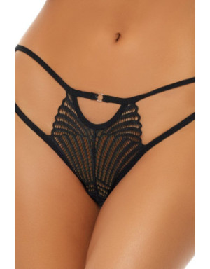 Culotte noire fantaisie ouverte à l'entrejambe