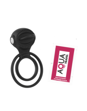 Anneau vibrant 1 seul mode de vibration très extensible noir Pocket Pleasure + 1 dosette de lubrifiant