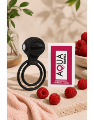 Anneau vibrant 1 seul mode de vibration très extensible noir Pocket Pleasure + 1 dosette de lubrifiant