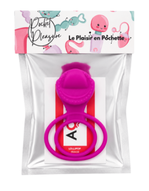 Anneau vibrant 1 seul mode de vibration très extensible rose Pocket Pleasure + 1 dosette de lubrifiant