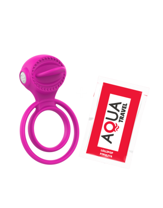 Anneau vibrant 1 seul mode de vibration très extensible rose Pocket Pleasure + 1 dosette de lubrifiant