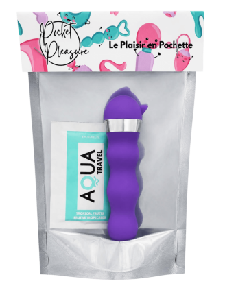 Mini Vibromasseur violet ondulés Pocket Pleasure + 1 dosette de lubrifiant
