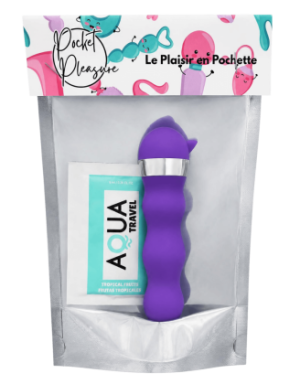 Mini Vibromasseur violet ondulés Pocket Pleasure + 1 dosette de lubrifiant