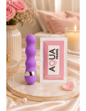 Mini Vibromasseur violet ondulés Pocket Pleasure + 1 dosette de lubrifiant