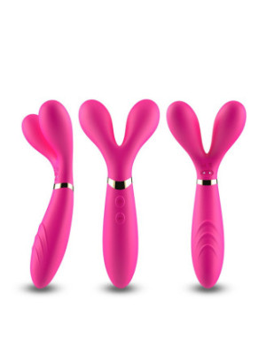 Vibromasseur Wand  rose en forme de Y avec 3 moteurs