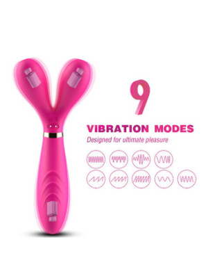 Vibromasseur Wand  rose en forme de Y avec 3 moteurs