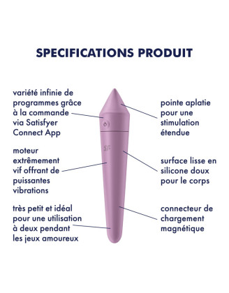 Vibromasseur connecté lilas USB Ultra Power Bullet 8 Satisfyer