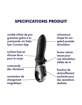 Vibromasseur noir USB, chauffant et connecté Hot Passion Satisfyer