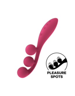 Vibromasseur triple stimulation flexible, anal, vaginale, clitoridienne Tri Ball rouge USB Satisfyer