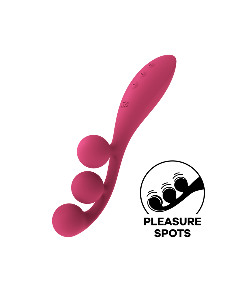 Vibromasseur triple stimulation flexible, anal, vaginale, clitoridienne Tri Ball rouge USB Satisfyer