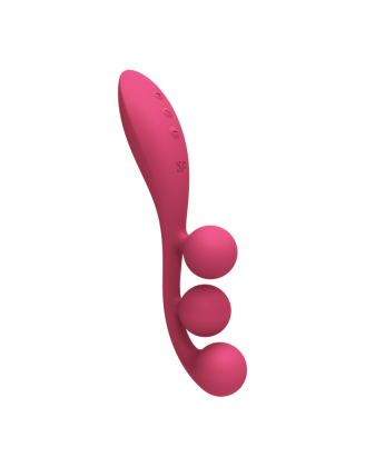Vibromasseur triple stimulation flexible, anal, vaginale, clitoridienne Tri Ball rouge USB Satisfyer