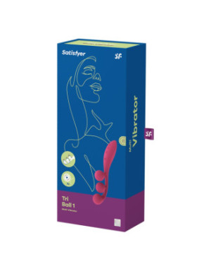 Vibromasseur triple stimulation flexible, anal, vaginale, clitoridienne Tri Ball rouge USB Satisfyer