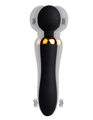 SHAKE Noir, Vibromasseur Wand USB en silicone médical avec 2 puissants moteurs indépendants