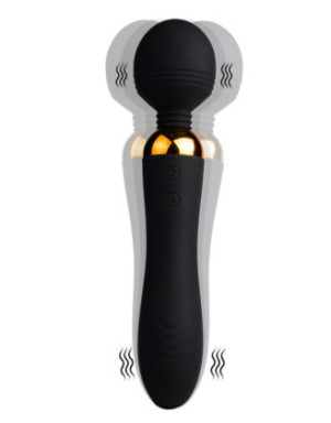 SHAKE Noir, Vibromasseur Wand USB en silicone médical avec 2 puissants moteurs indépendants