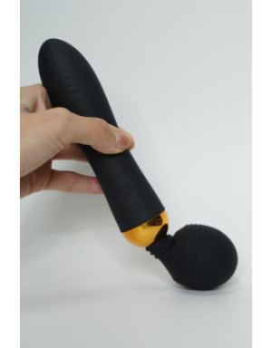 SHAKE Noir, Vibromasseur Wand USB en silicone médical avec 2 puissants moteurs indépendants