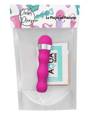 Mini Vibromasseur rose ondulés Pocket Pleasure + 1 dosette de lubrifiant