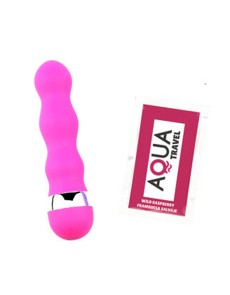 Mini Vibromasseur rose ondulés Pocket Pleasure + 1 dosette de lubrifiant