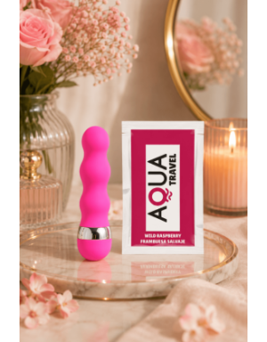 Mini Vibromasseur rose ondulés Pocket Pleasure + 1 dosette de lubrifiant