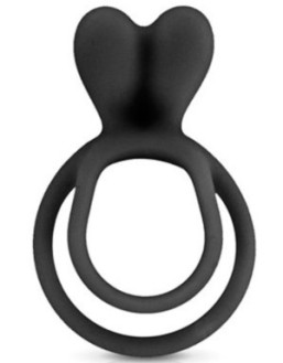 Double cockring noir avec stimulateur de clitoris