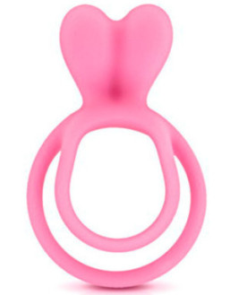 Double cockring rose avec stimulateur de clitoris