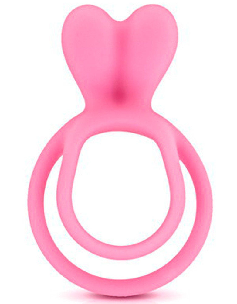 Double cockring rose avec stimulateur de clitoris