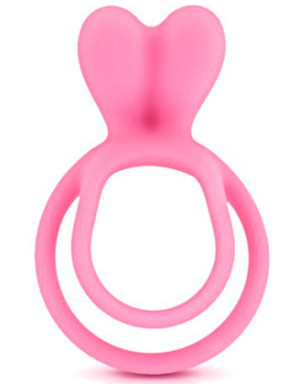 Double cockring rose avec stimulateur de clitoris