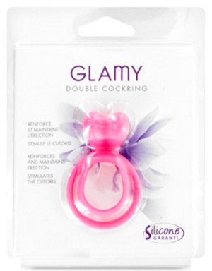 Double cockring rose avec stimulateur de clitoris