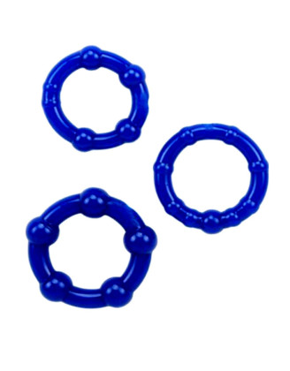 Pack 3 cockring bleus avec billes