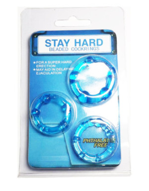 Pack 3 cockring bleus avec billes