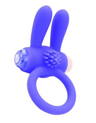Anneau Vibrant Rabbit Bleu Silicone + 1 dosette de lubrifiant — Pocket Pleasure