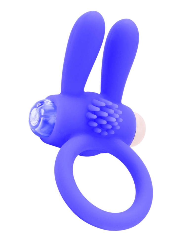 Anneau Vibrant Rabbit Bleu Silicone + 1 dosette de lubrifiant — Pocket Pleasure