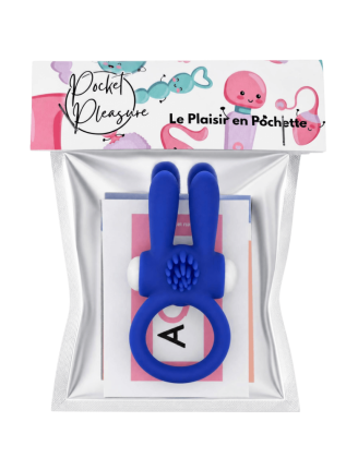 Anneau Vibrant Rabbit Bleu Silicone + 1 dosette de lubrifiant — Pocket Pleasure