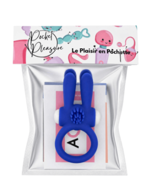 Anneau Vibrant Rabbit Bleu Silicone + 1 dosette de lubrifiant — Pocket Pleasure
