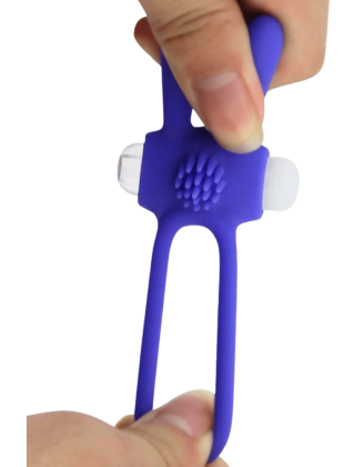 Anneau Vibrant Rabbit Bleu Silicone + 1 dosette de lubrifiant — Pocket Pleasure