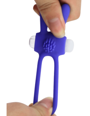 Anneau Vibrant Rabbit Bleu Silicone + 1 dosette de lubrifiant — Pocket Pleasure
