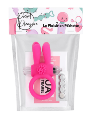 Anneau Vibrant Rabbit Rose Silicone + 1 dosette de lubrifiant — Pocket Pleasure