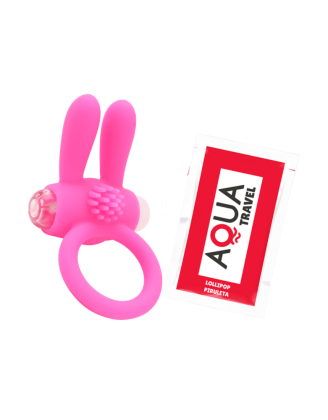 Anneau Vibrant Rabbit Rose Silicone + 1 dosette de lubrifiant — Pocket Pleasure