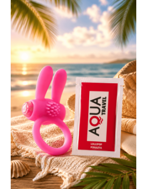 Anneau Vibrant Rabbit Rose Silicone + 1 dosette de lubrifiant — Pocket Pleasure