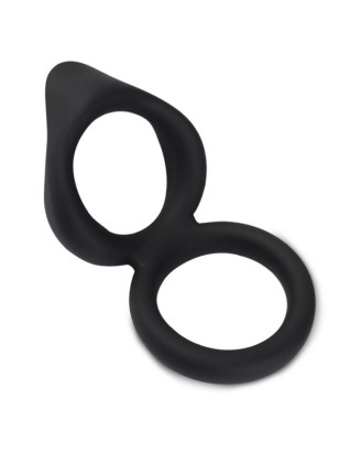 Double cockring noir en silicone