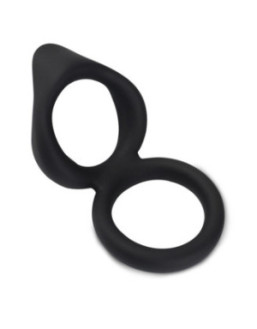 Double cockring noir en silicone
